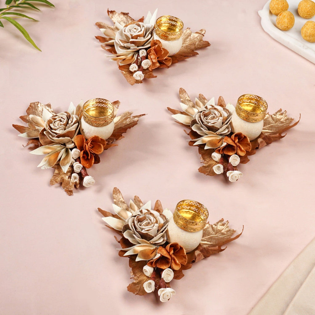 Earthbloom Natural Tea Light Candle Holder Set Of 4