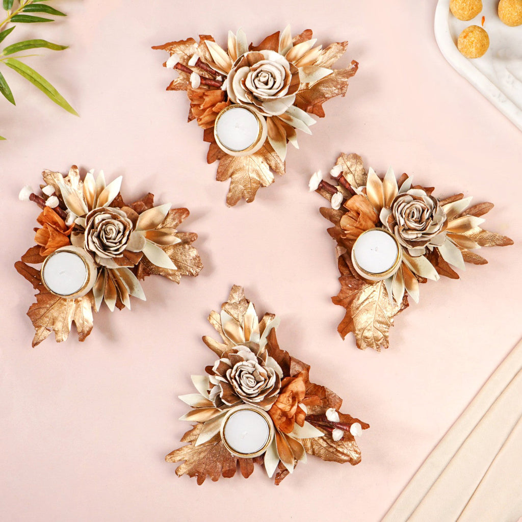 Earthbloom Natural Tea Light Candle Holder Set Of 4