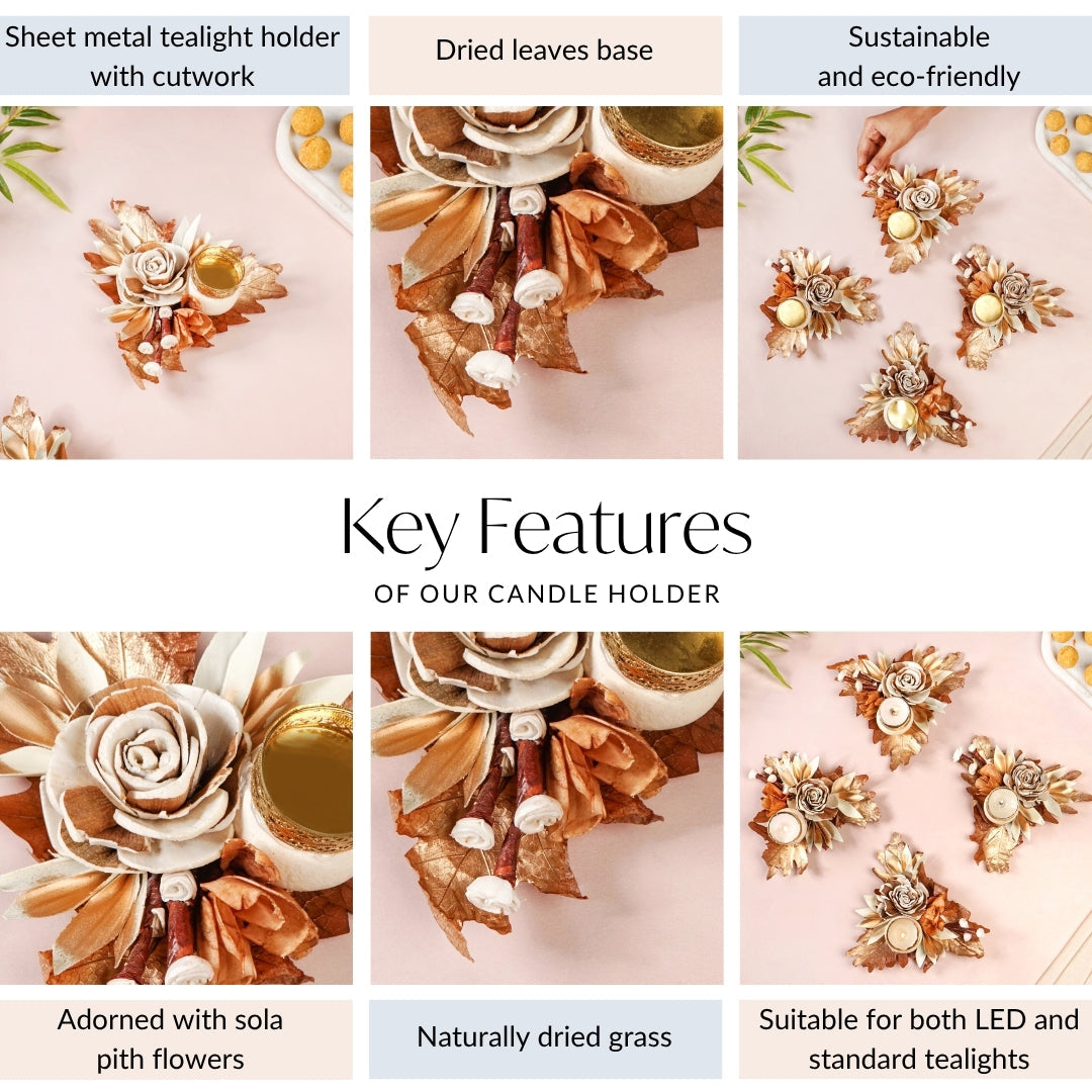 Earthbloom Natural Tea Light Candle Holder Set Of 4