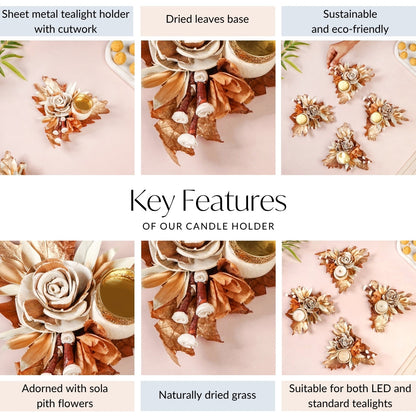 Earthbloom Natural Tea Light Candle Holder Set Of 4
