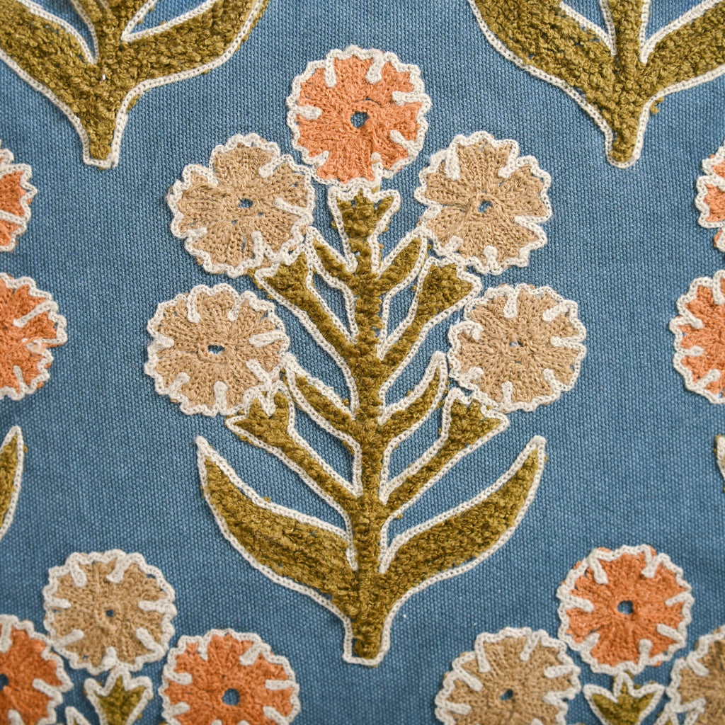 Earthy Botanical Embroidered Cushion Cover 40x40cm