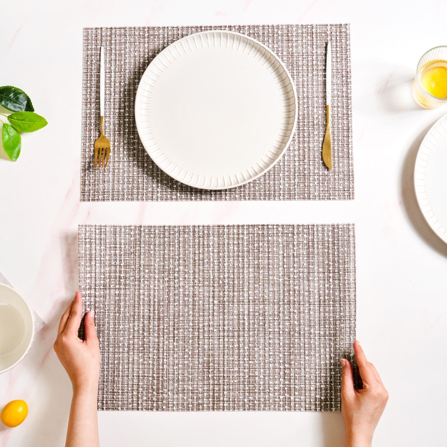 Brown Sheen Mat Set Of 6