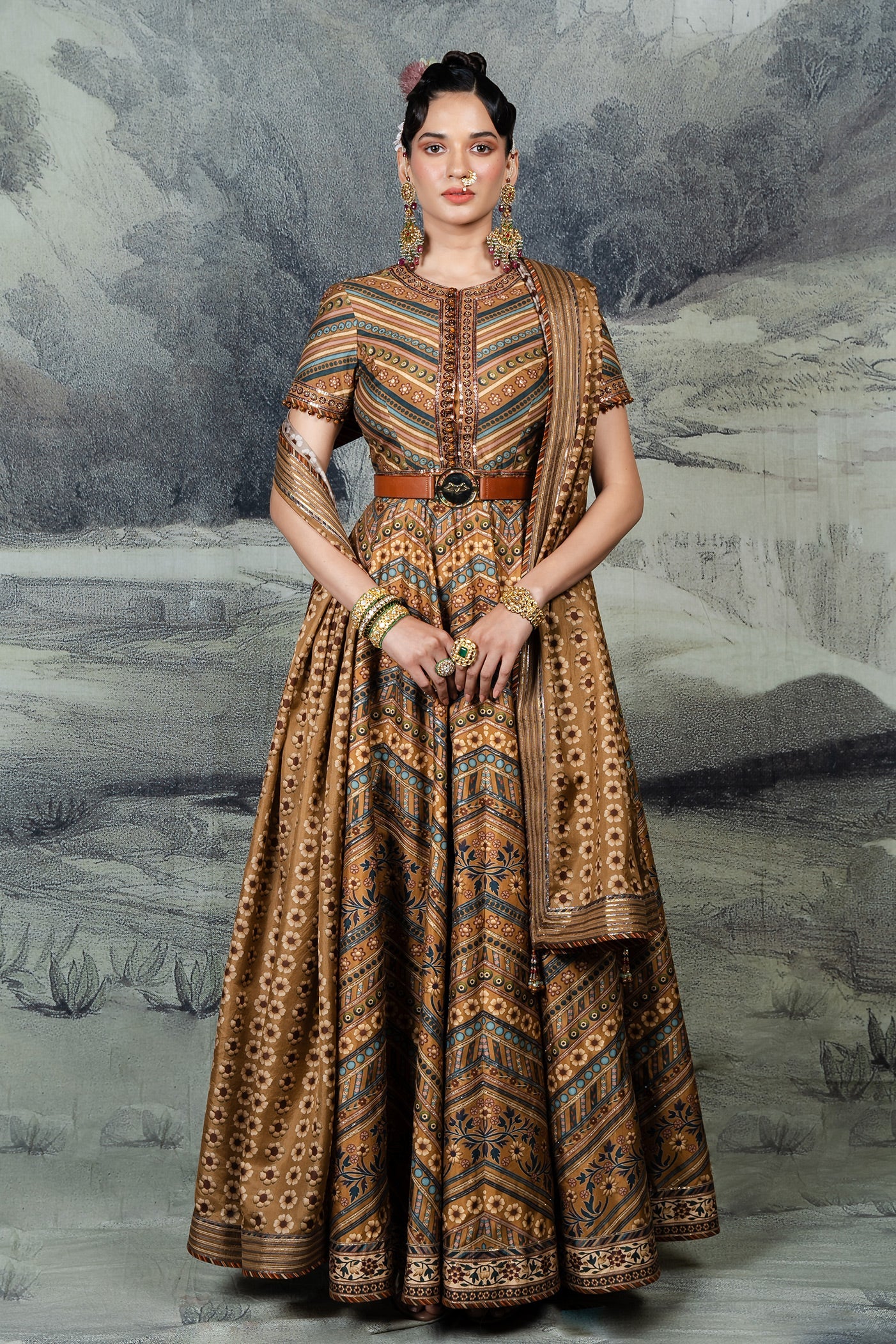 Earthy Mustard Anarkali Set | BARODA