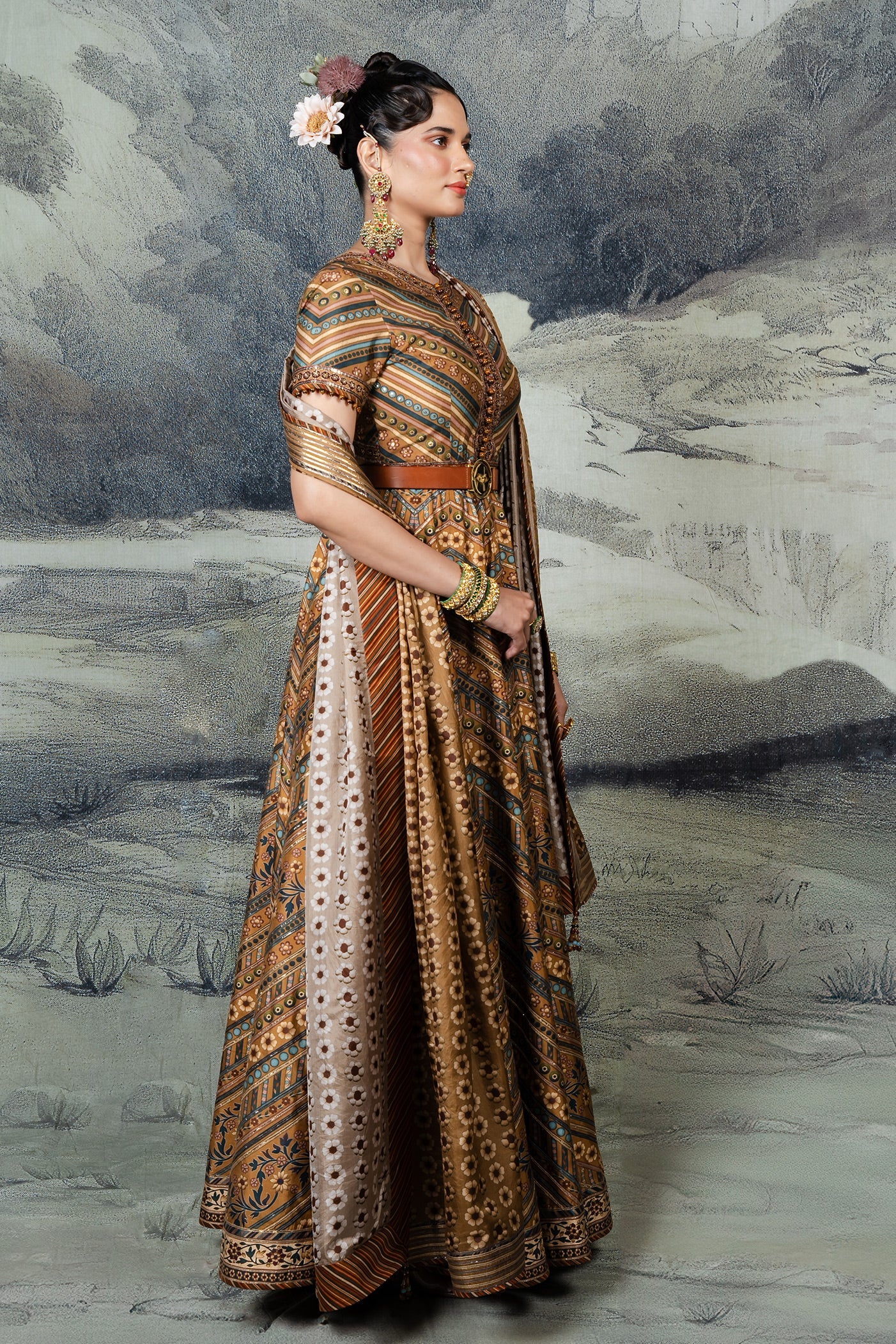 Earthy Mustard Anarkali Set | BARODA