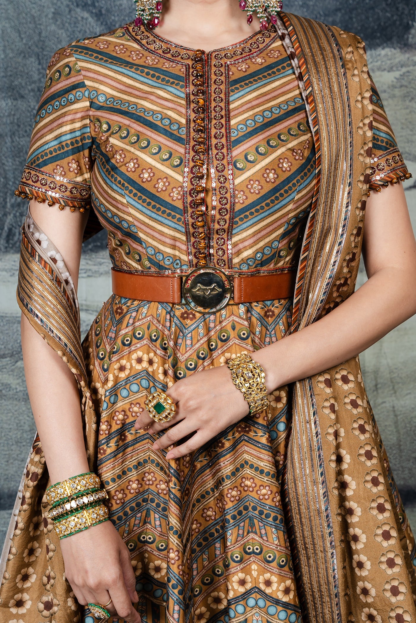 Earthy Mustard Anarkali Set | BARODA