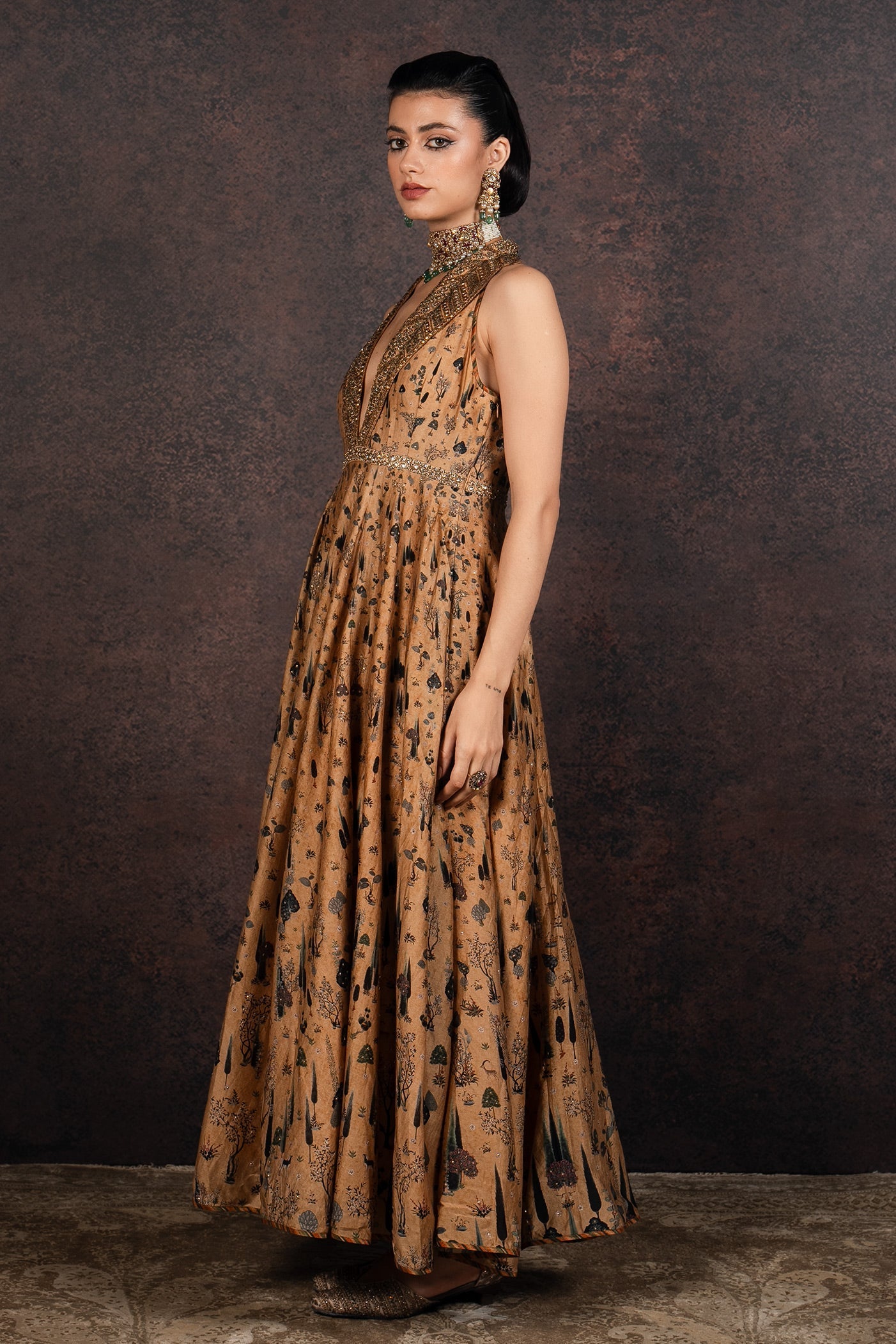 Earthy Mustard Anarkali Set | MURAQQA