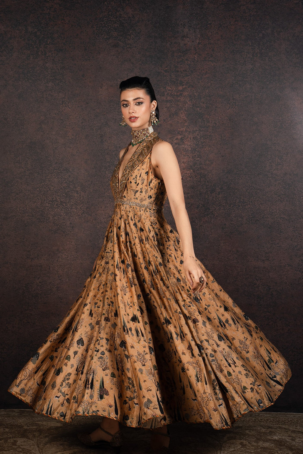 Earthy Mustard Anarkali Set | MURAQQA