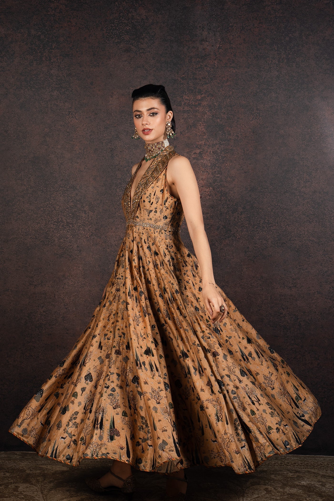 Earthy Mustard Anarkali Set | MURAQQA