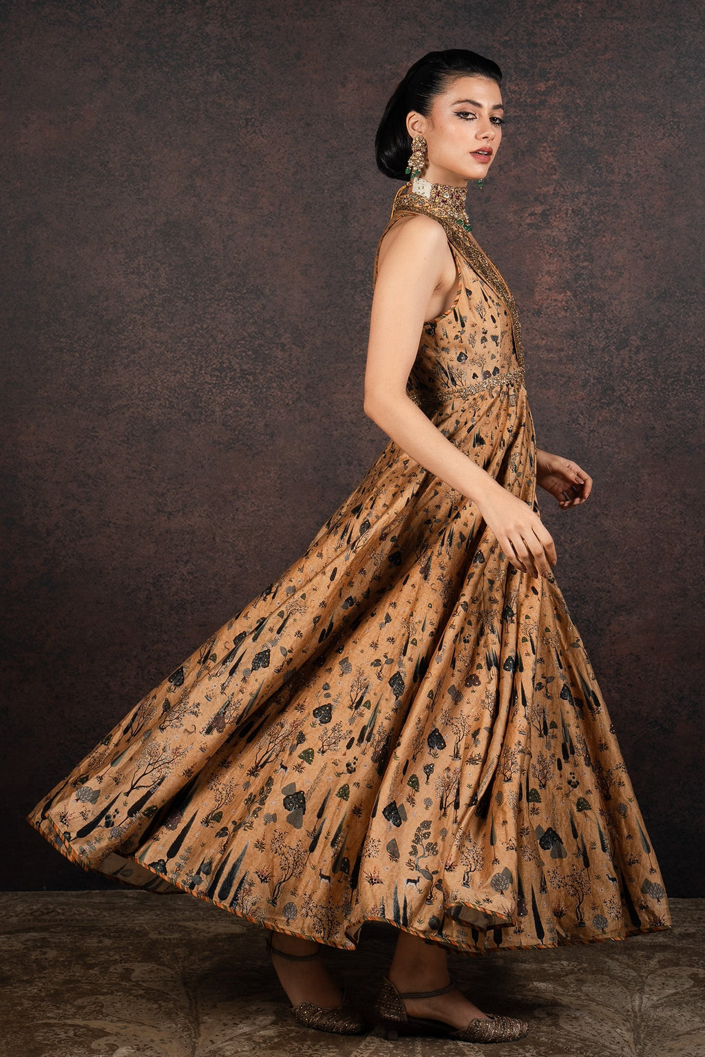 Earthy Mustard Anarkali Set | MURAQQA