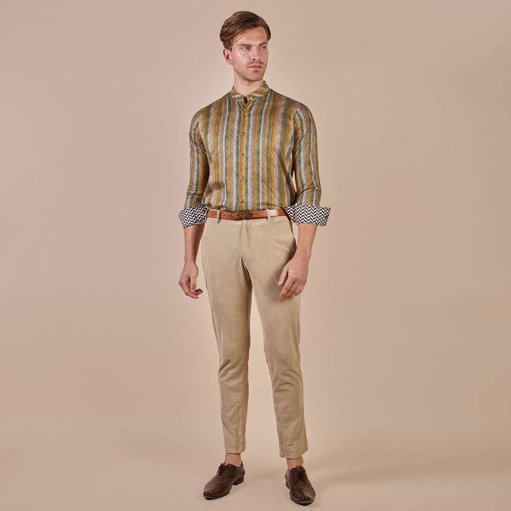 Earthy Mustard Striped Shirt | CHHĒ