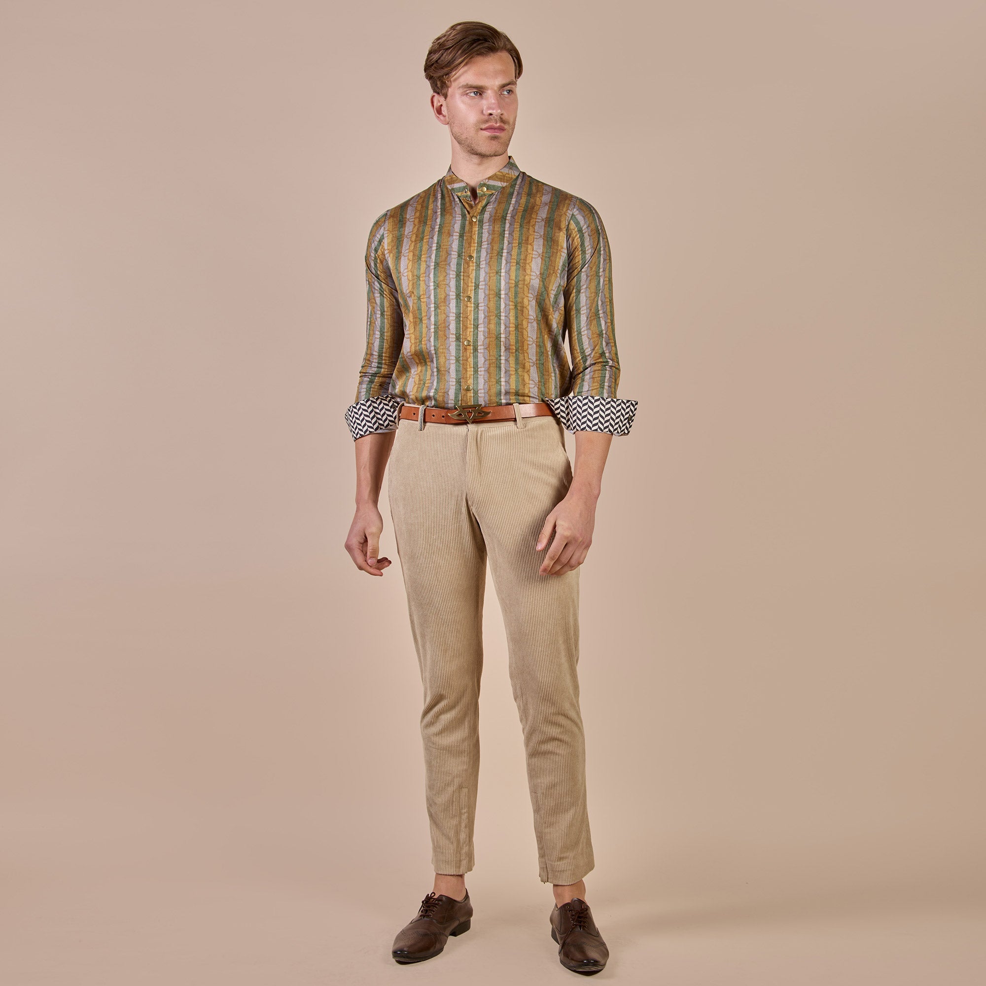 Earthy Mustard Striped Shirt | CHHĒ
