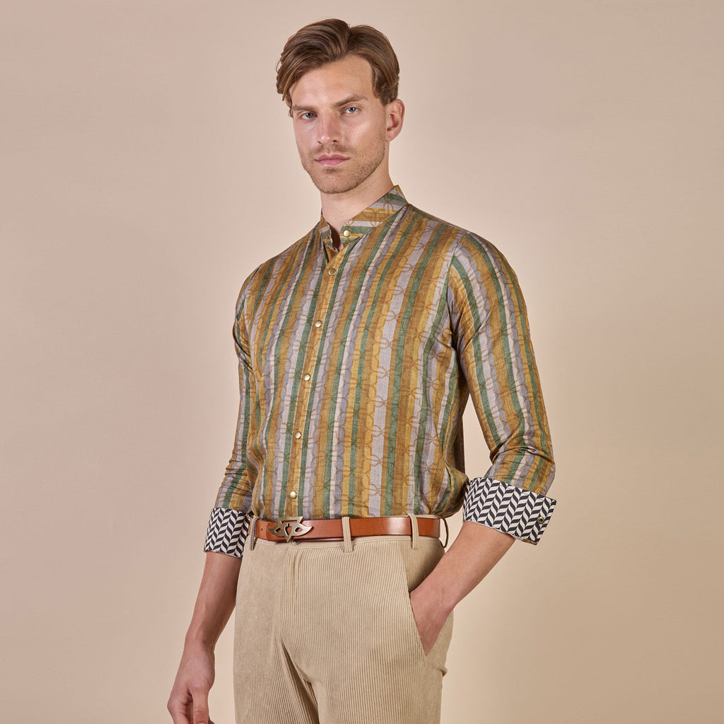 Earthy Mustard Striped Shirt | CHHĒ