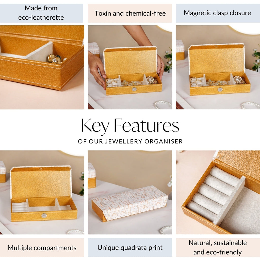 Eco Friendly Quadrata Pattern Sectioned Trinket Case