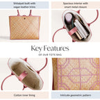 Ecofriendly Handwoven Natural BreezeBag Blush Pink Tote