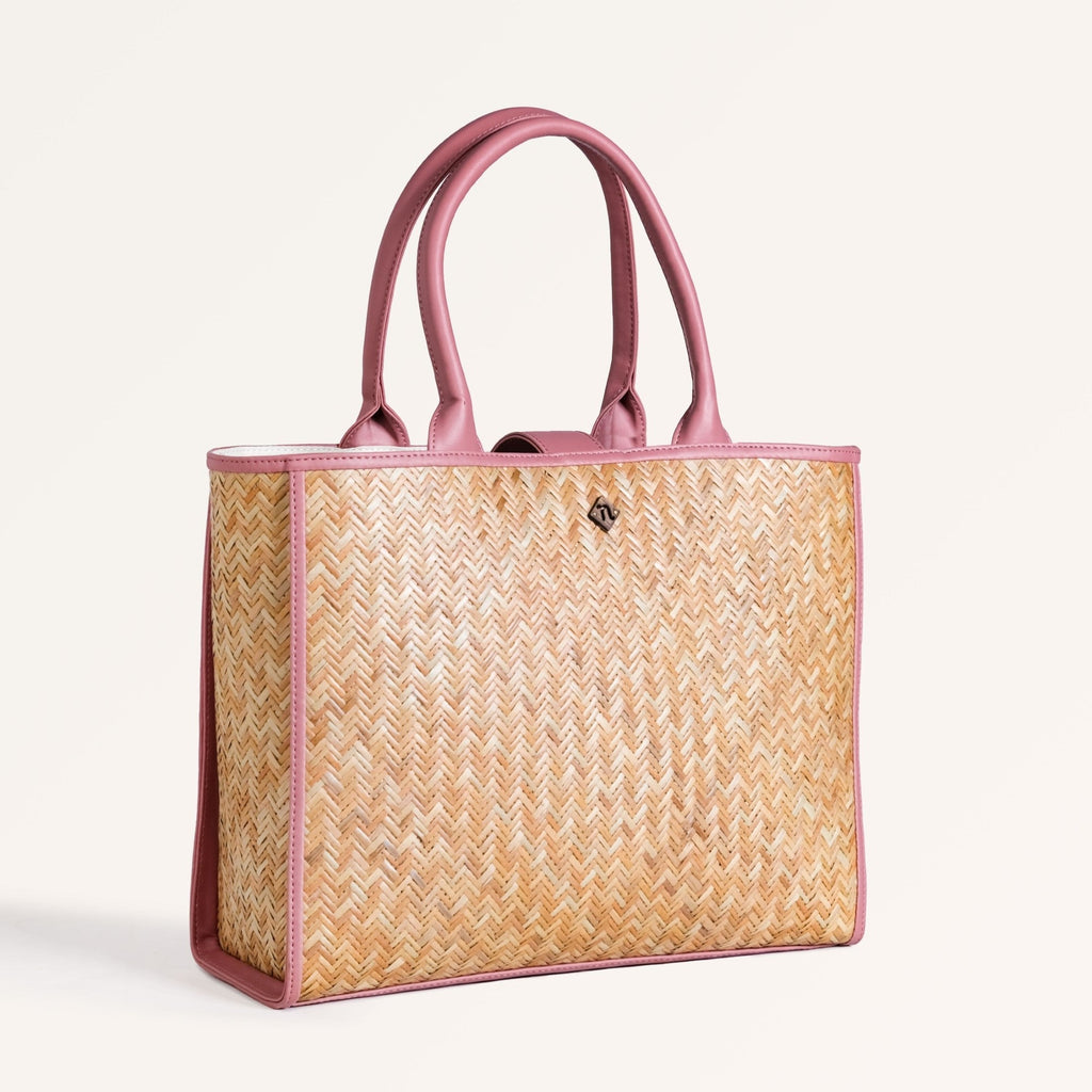 Ecofriendly Handwoven Natural BreezeBag Blush Pink Tote
