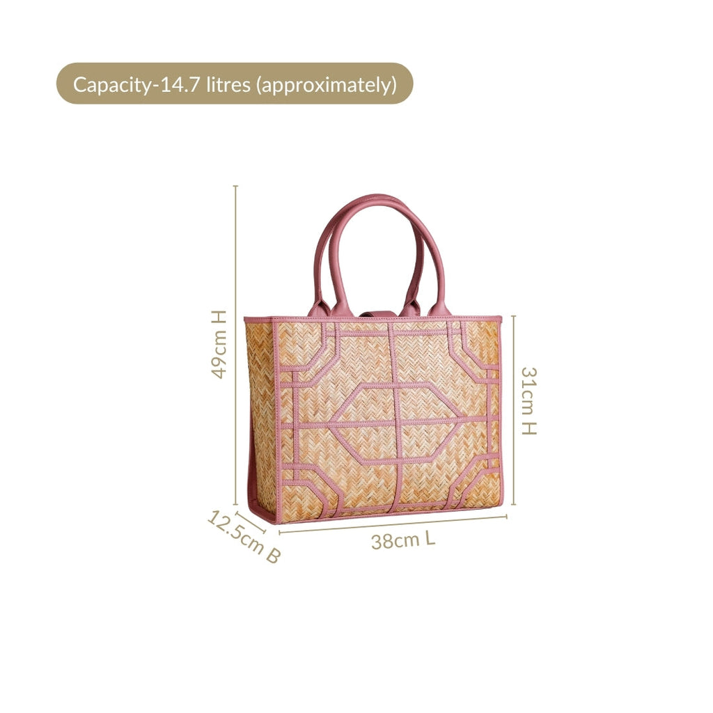 Ecofriendly Handwoven Natural BreezeBag Blush Pink Tote