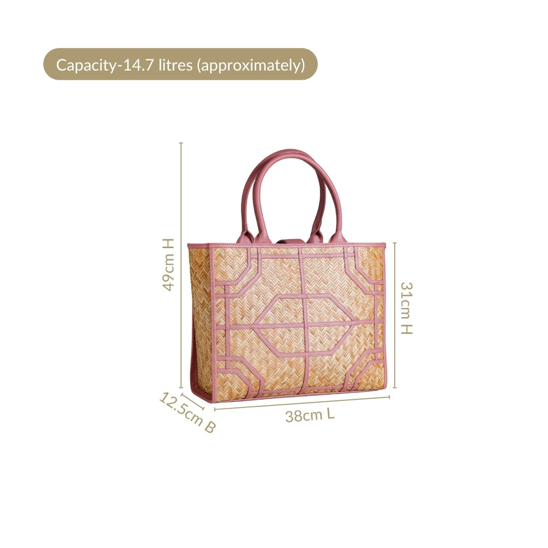 Ecofriendly Handwoven Natural BreezeBag Blush Pink Tote