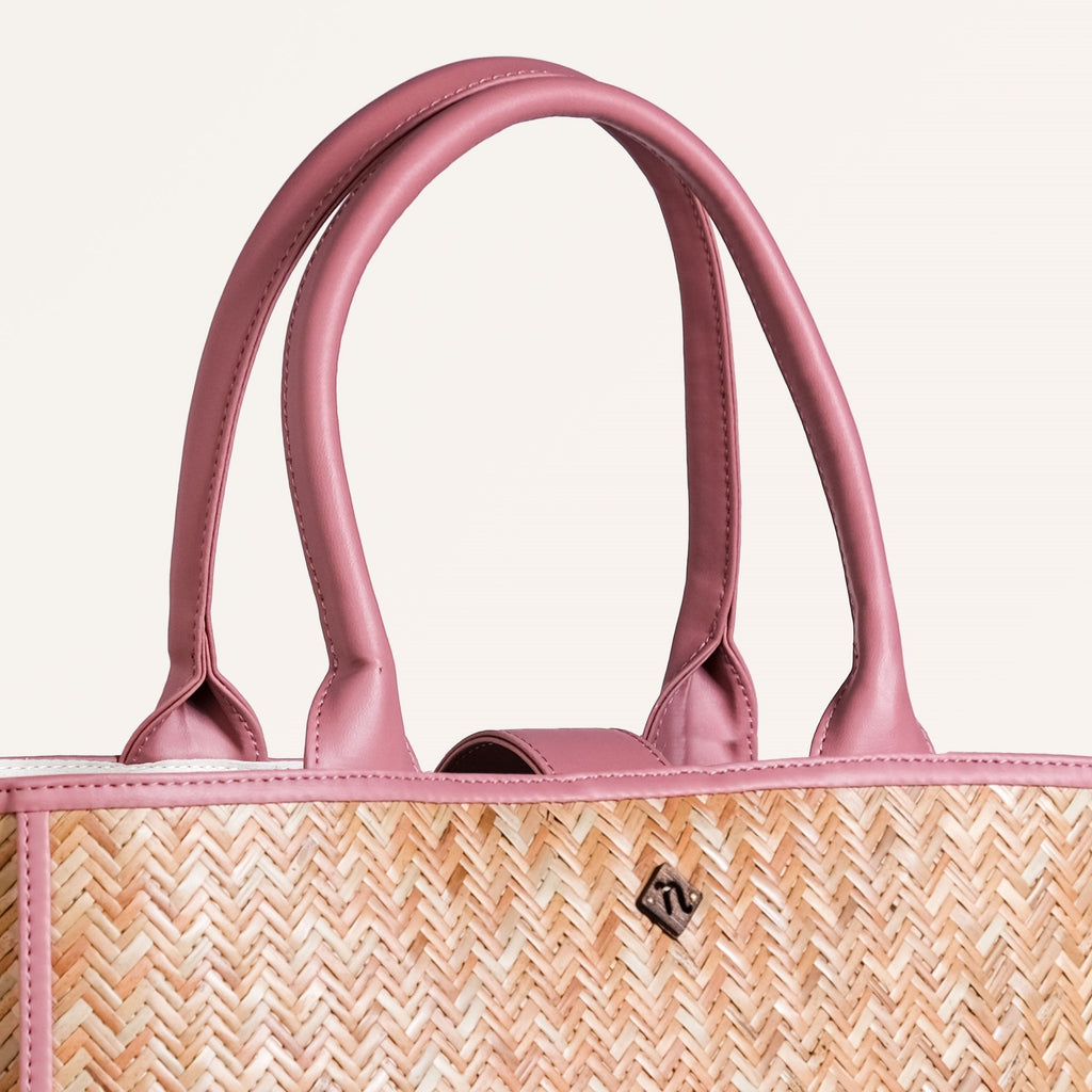 Ecofriendly Handwoven Natural BreezeBag Blush Pink Tote