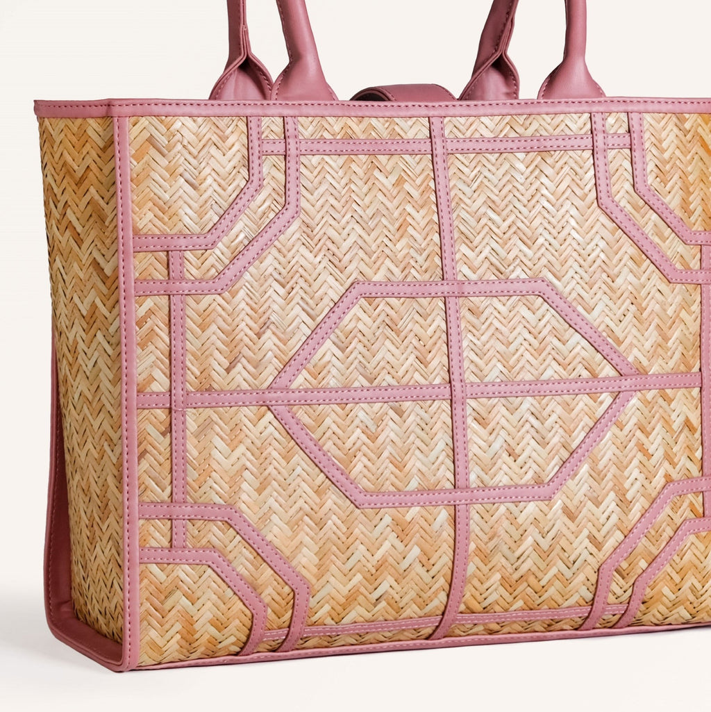 Ecofriendly Handwoven Natural BreezeBag Blush Pink Tote