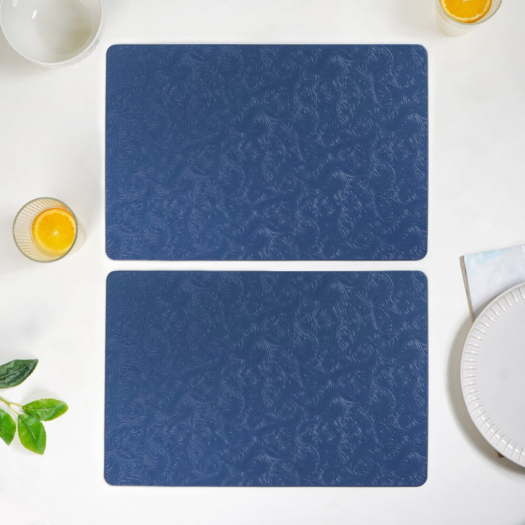 Electric Blue Embossed Table Mat Set Of 6