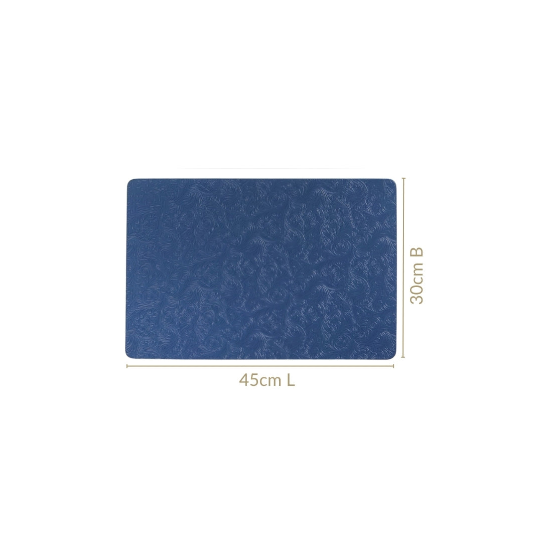 Electric Blue Embossed Table Mat Set Of 6