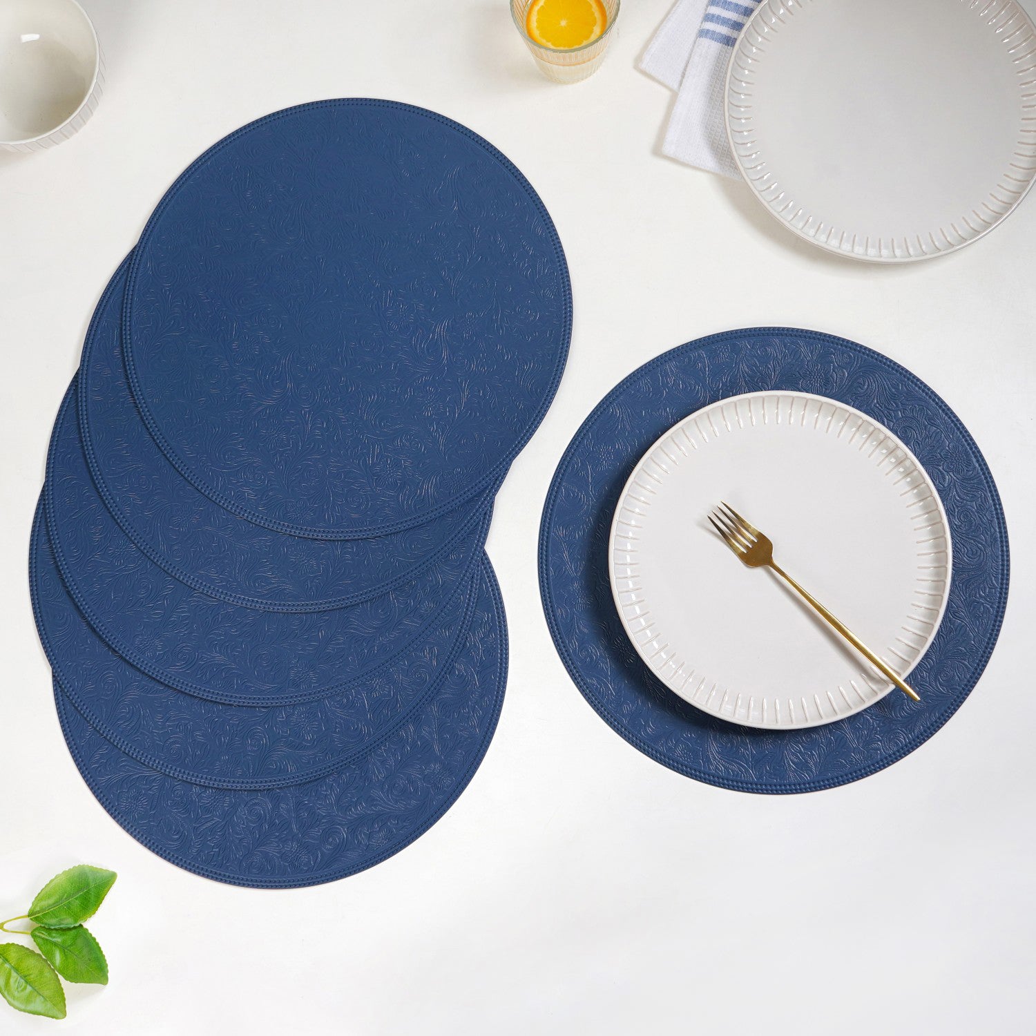 Electric Blue Round Table Mat Set Of 6