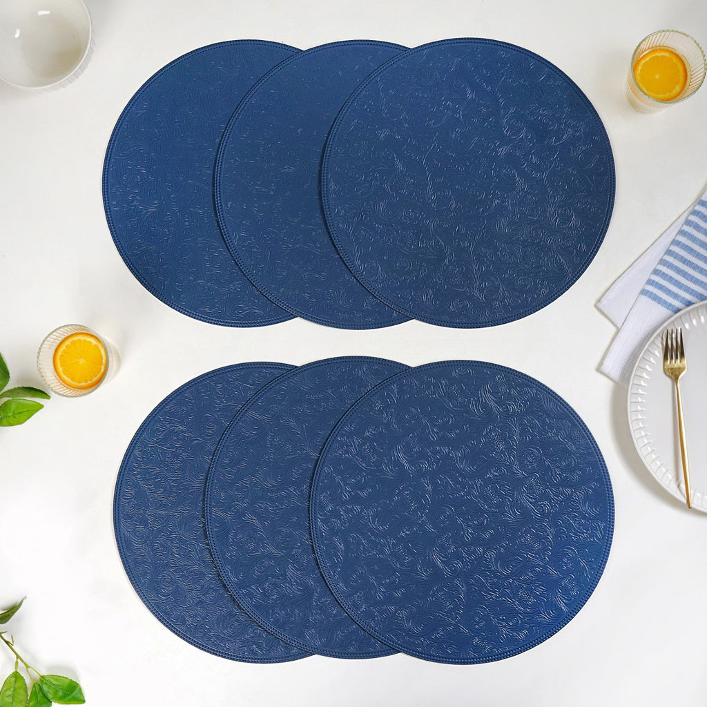 Electric Blue Round Table Mat Set Of 6