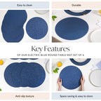 Electric Blue Round Table Mat Set Of 6