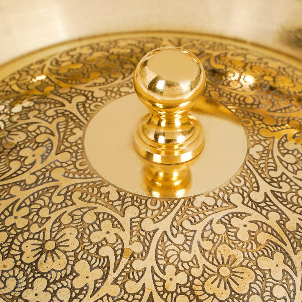 Embossed Pure Brass Handi Cooking Pot With Lid 1600ml