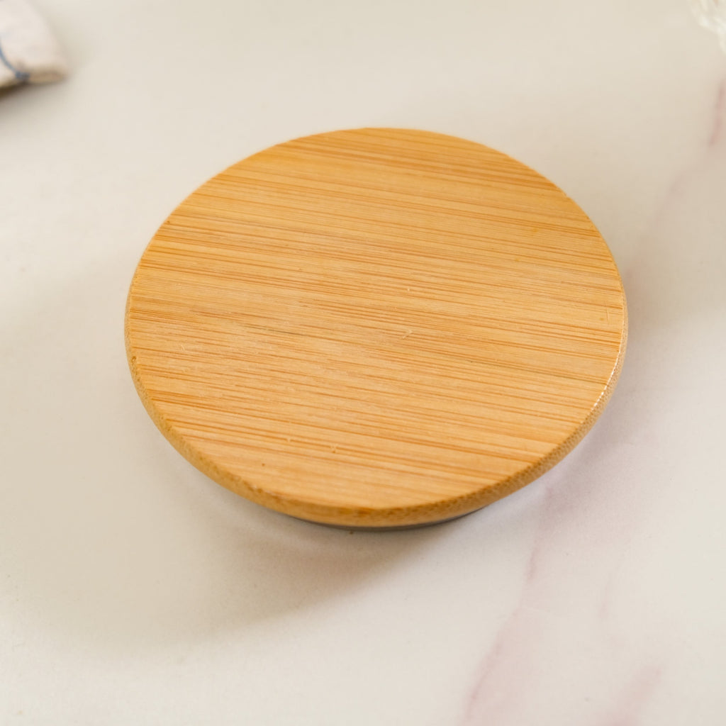 Embossed Glass Jar With Bamboo Lid Set Of 2 1200ml