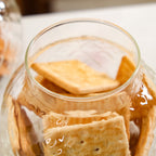 Embossed Glass Jar With Bamboo Lid Set Of 2 1200ml