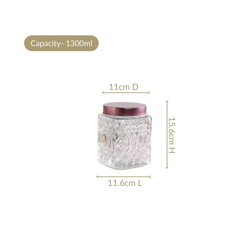 Embossed Kitchen Storage Container With Lids Set Of 4 1300ml