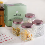 Embossed Kitchen Storage Container With Lids Set Of 4 1300ml