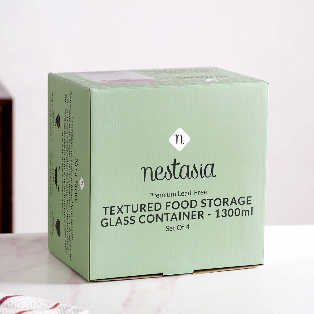 Embossed Kitchen Storage Container With Lids Set Of 4 1300ml