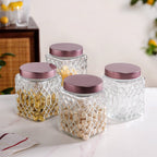 Embossed Kitchen Storage Container With Lids Set Of 4 1300ml