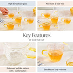 Embossed Leaf Tea Cup Set Of 6 110ml