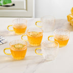 Embossed Leaf Tea Cup Set Of 6 110ml