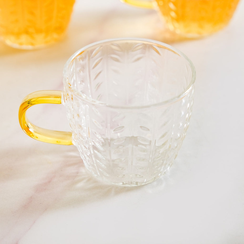 Embossed Leaf Tea Cup Set Of 6 110ml