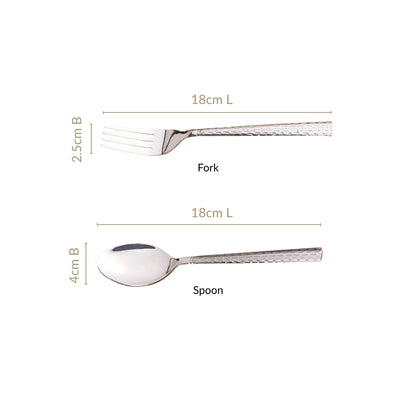 Embossed Stainless Steel Spoon And Fork Set Of 12