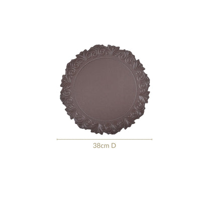 Embossed Brown Round Placemat Set Of 6