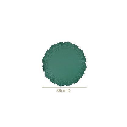 Embossed Green Round Placemat Set Of 6