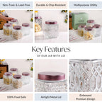 Embossed Kitchen Storage Container With Lids Set Of 4 1300ml