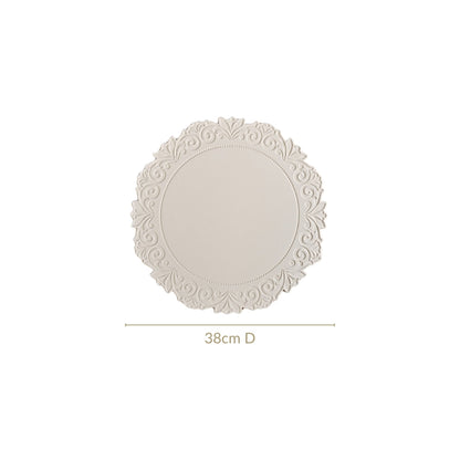 Embossed White Round Placemat Set Of 6