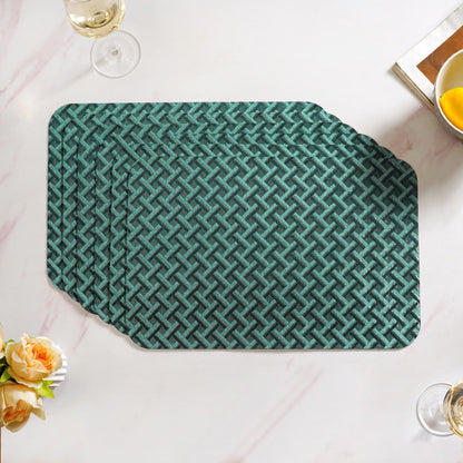Emerald Green Basket Pattern Tablemat Set Of 6