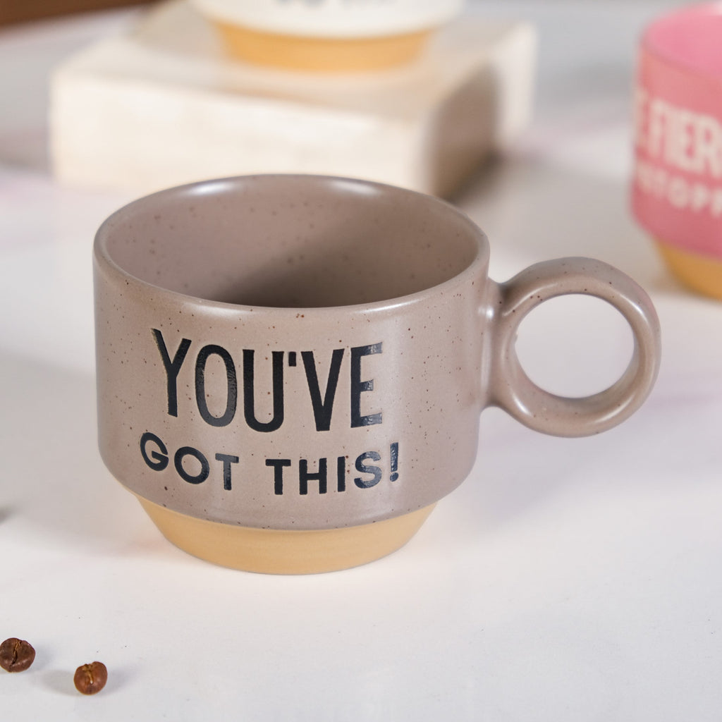 Inspirational Quotes Stackable Tea Cup Set Of 4 215ml