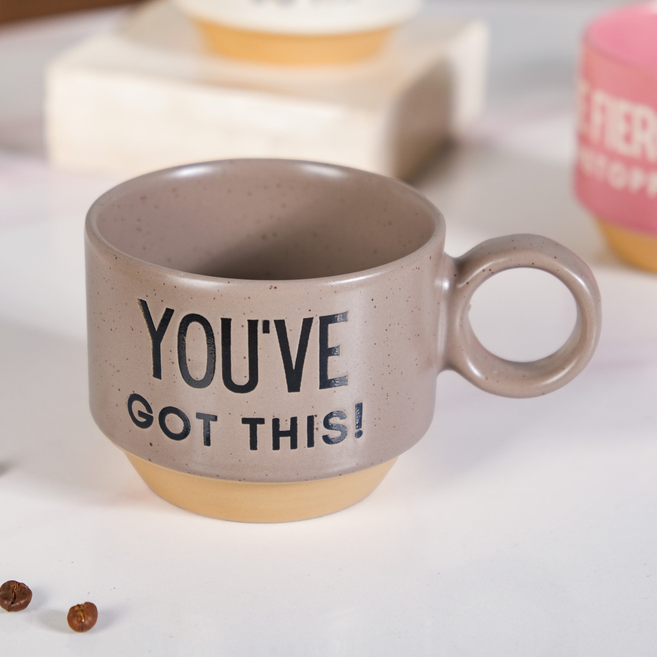 Inspirational Quotes Stackable Tea Cup Set Of 4 215ml