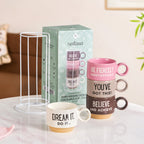 Inspirational Quotes Stackable Tea Cup Set Of 4 215ml