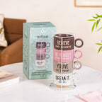 Inspirational Quotes Stackable Tea Cup Set Of 4 215ml