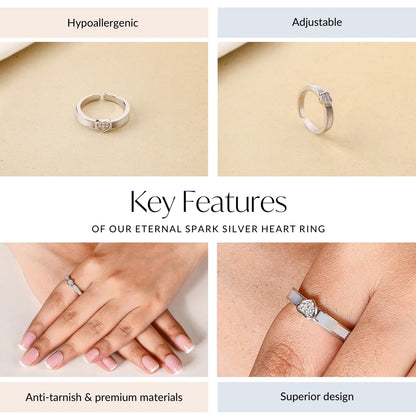 Eternal Spark Silver Heart Ring