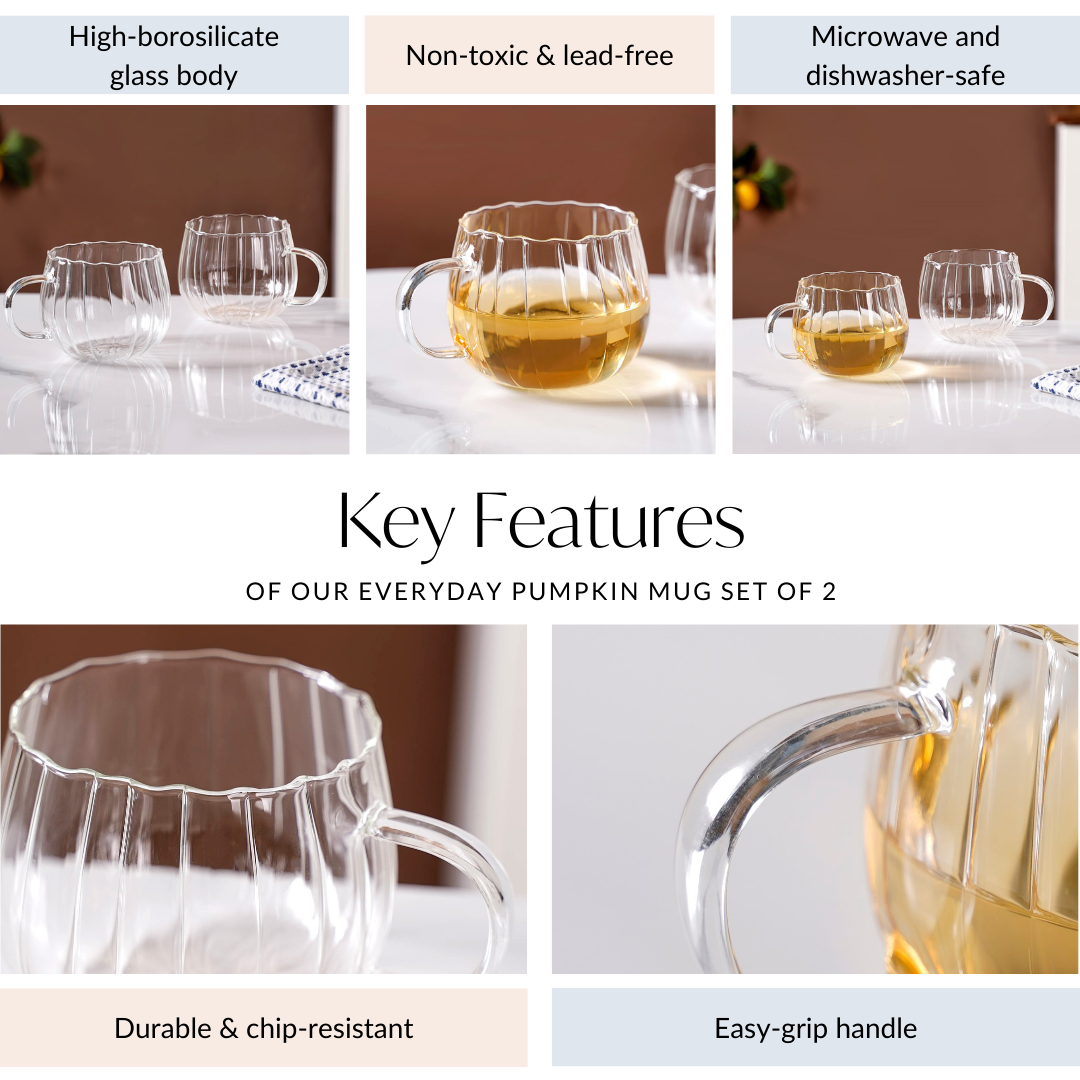 Glass Pumpkin Mug Set Of 2 400ml